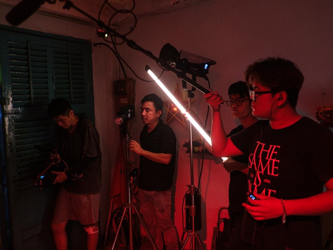 Camera movement on track in a professional production studio