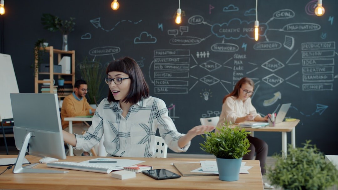 Team collaboration in a modern media production office